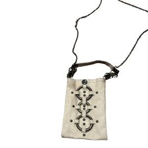 Women’s Stylish Cream Crossbody Bag with Medal Detailing